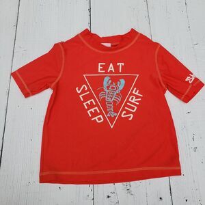 Sketchers Boys Red Lobster Short Sleeve Swim Shirt Rash Guard Sz 6
